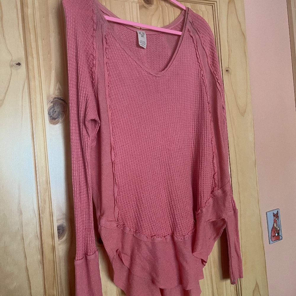 Free People      Super comfy, awesome colorWaffle Knit Long Sleeve